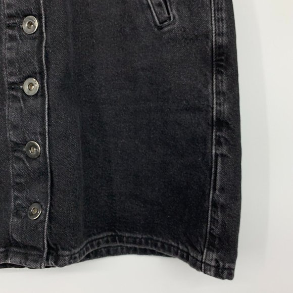 Anthropologie Pilcro Skirt Black Denim Button Front Paperbag Waist - Picture 8 of 14